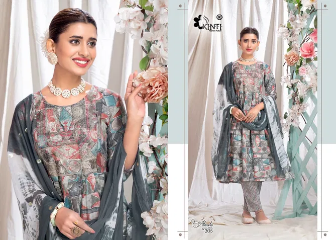 Akansha Vol 2 By Kinti Printed Naira Cut Kurti With Bottom With Dupatta 
